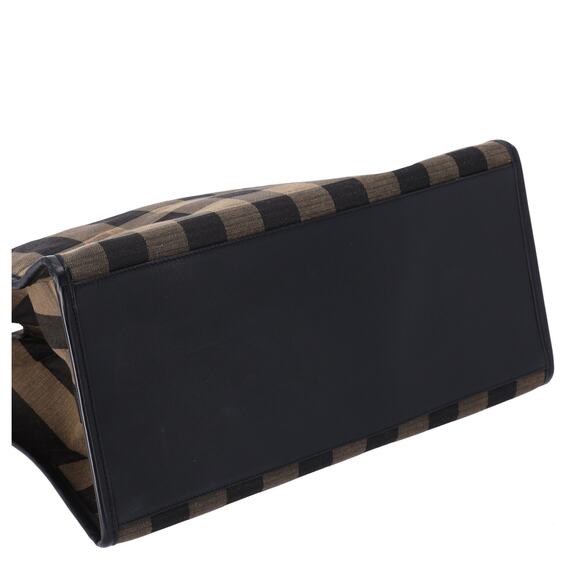 FENDI Sunshine Shopper Tote Bag 8BH372 Dark Brown Black Jacquard Leather - Picture 4 of 8